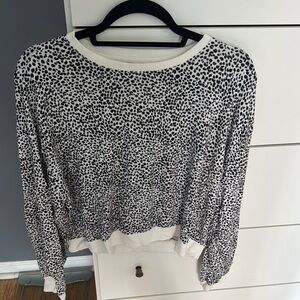 Z Supply Black and White Puff Sleeve Blouse